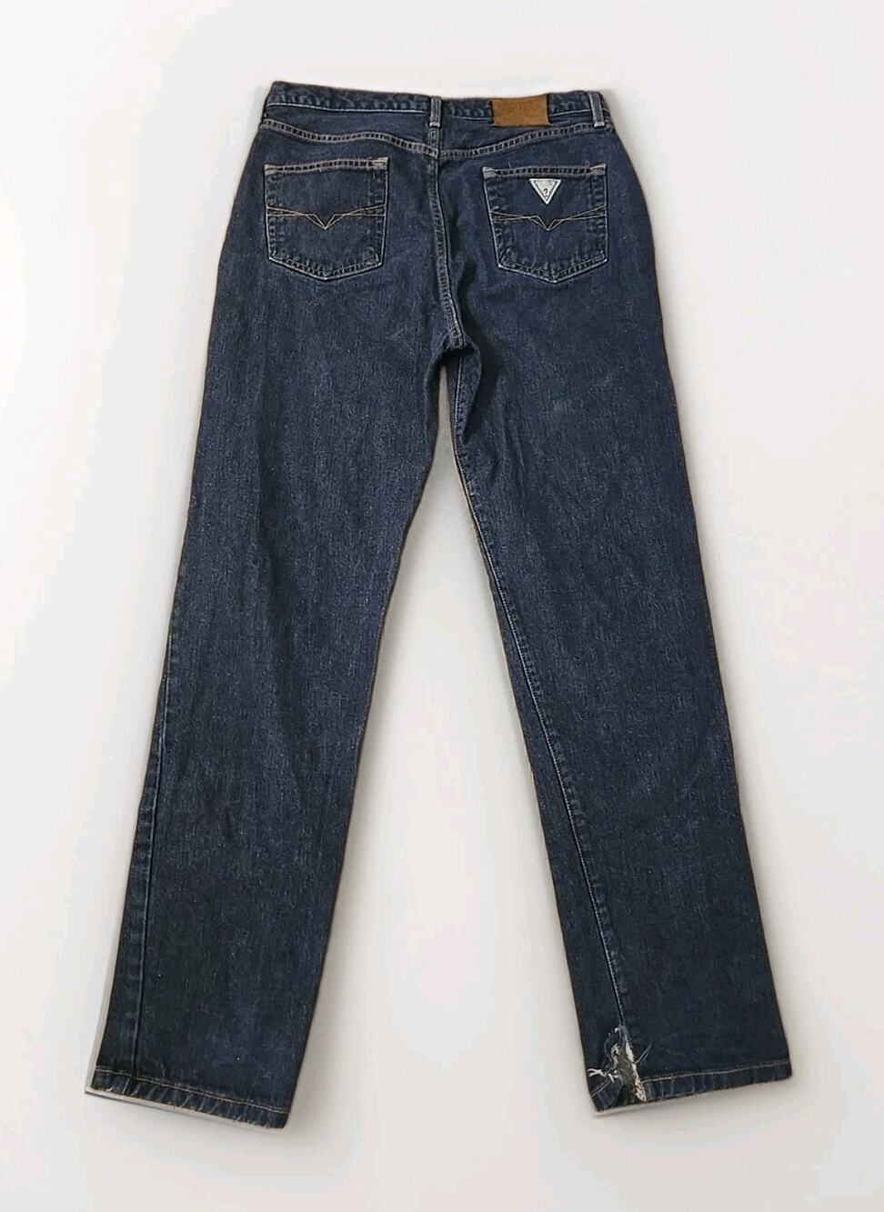 Vintage GUESS Jeans USA Made 33x32 Dark Denim Button Fly Straight Leg 80s